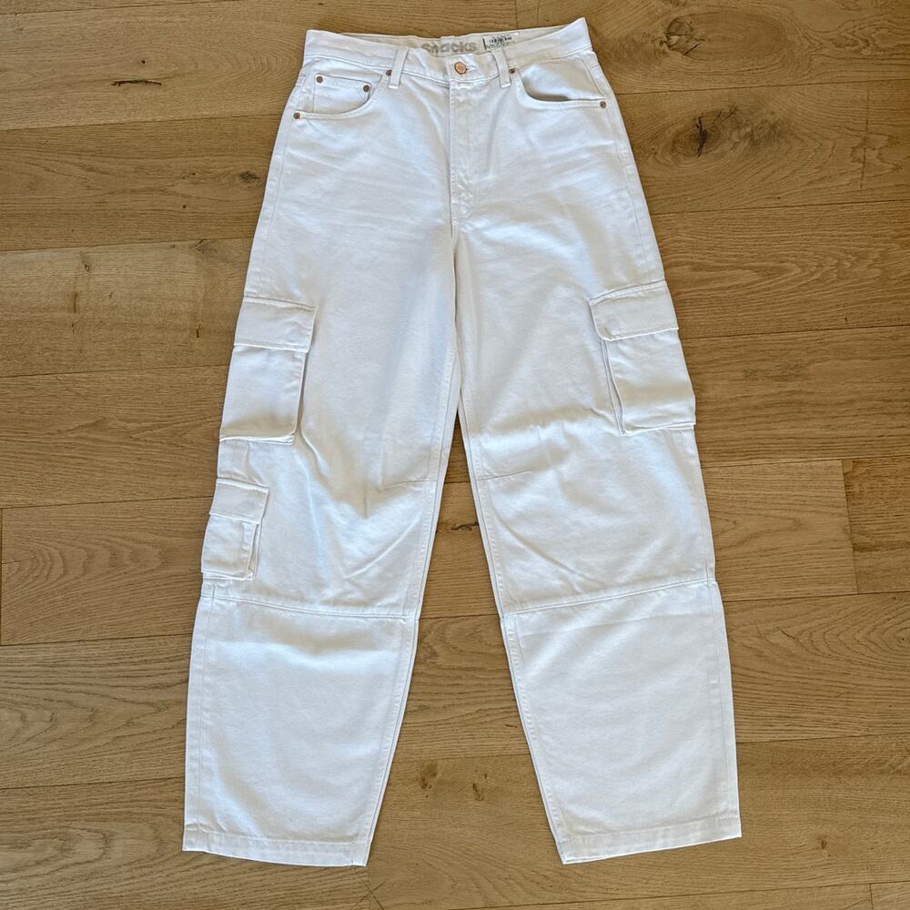 Mother Snacks Jeans The Side Dish Cargp Skimp Size 28 Natural Wash
